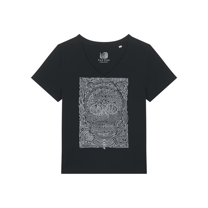 	T-shirt Femme Col V - CALAVERA BLANCA - Label BOSSI 