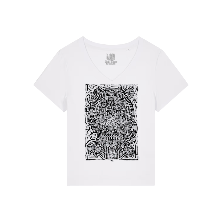 	T-shirt Femme Col V - CALAVERA NEGRA - Label BOSSI 