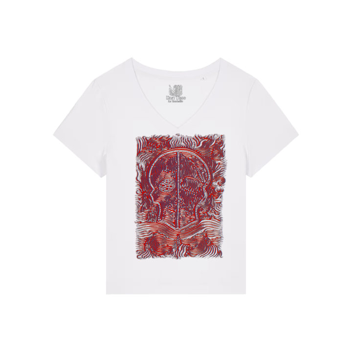 	T-shirt Femme Col V - CALAVERA ROJA - Label BOSSI 
