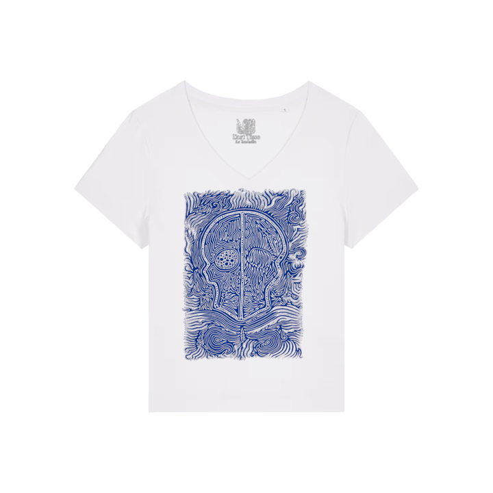 	T-shirt Femme Col V - CALAVERA AZUL - Label BOSSI 