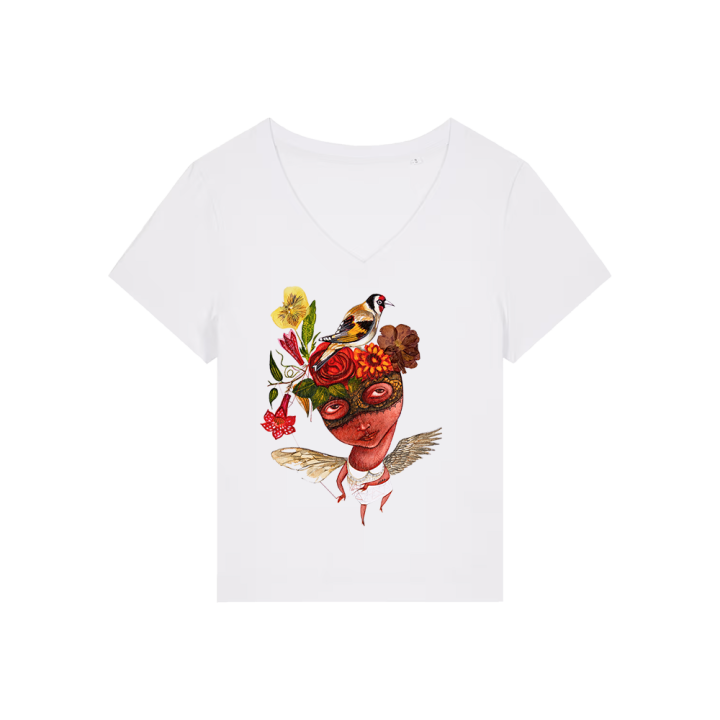 	T-shirt Femme Col V - CHARDONNERET - Label DINA 