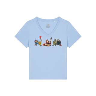 T-shirt Femme Col V  - CHATS DE COEUR - Label DINA 