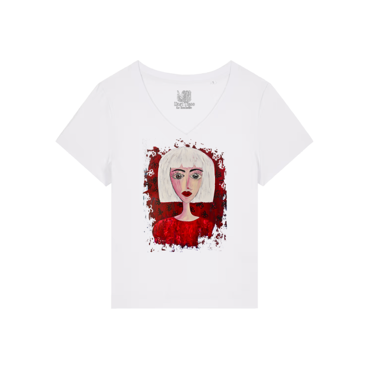 T-shirt Femme Col V - FEMME EN ROUGE - Label PYM 