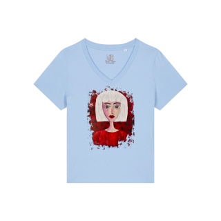 T-shirt Femme Col V - FEMME EN ROUGE - Label PYM 